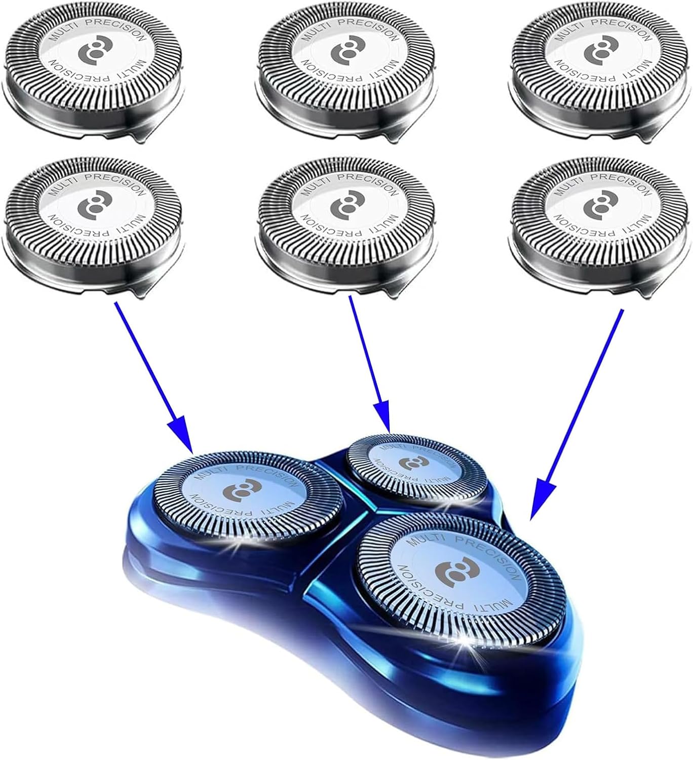 HQ8 Replacement Heads Compatible With Philips Norelco Aquatec Shaver, HQ8 Blades for Philips Norelco Razor PT720 AT880 AT810, 6-pc pack