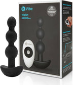 b-Vibe Triplet Anal Beads - Vibrating Silicone Remote Control Anal Plug, Sex Toys for Adults - Black