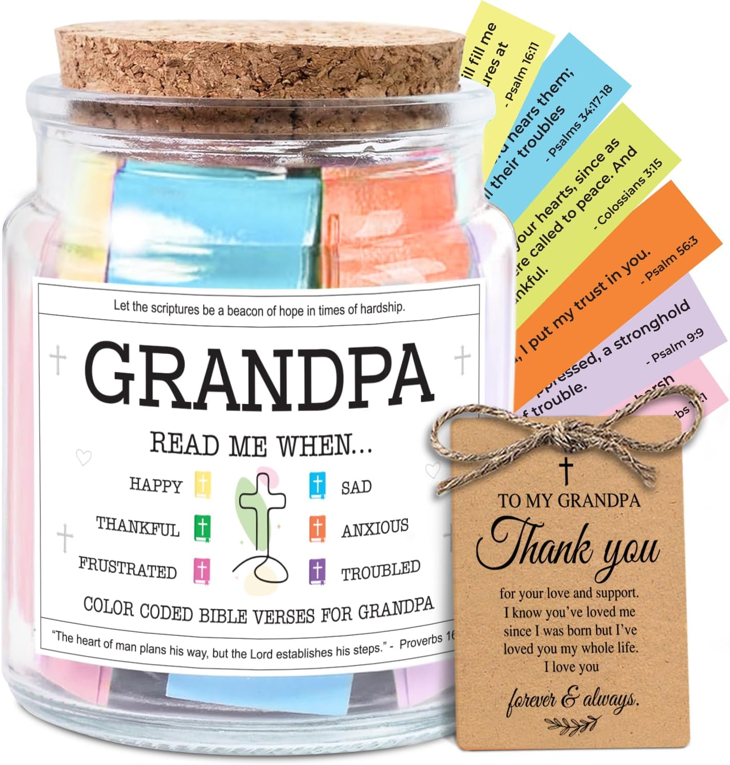 NewEleven Easter Basket Stuffers For Grandpa - Christian Present, Grandpa Gifts From Granddaughter, Grandson - Grandpa Birthday Gift For Grandfather, New Granddad, PaPa - Bible Verse Jar
