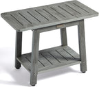 HDPS Shower Bench Seat for Inside Shower, Waterproof Shower Stool for Shaving Legs, Poly Lumber Shower Chair Seat, Bathroom Shower Foot Rest Stool with Storage Shelf, No-Slip, Gray