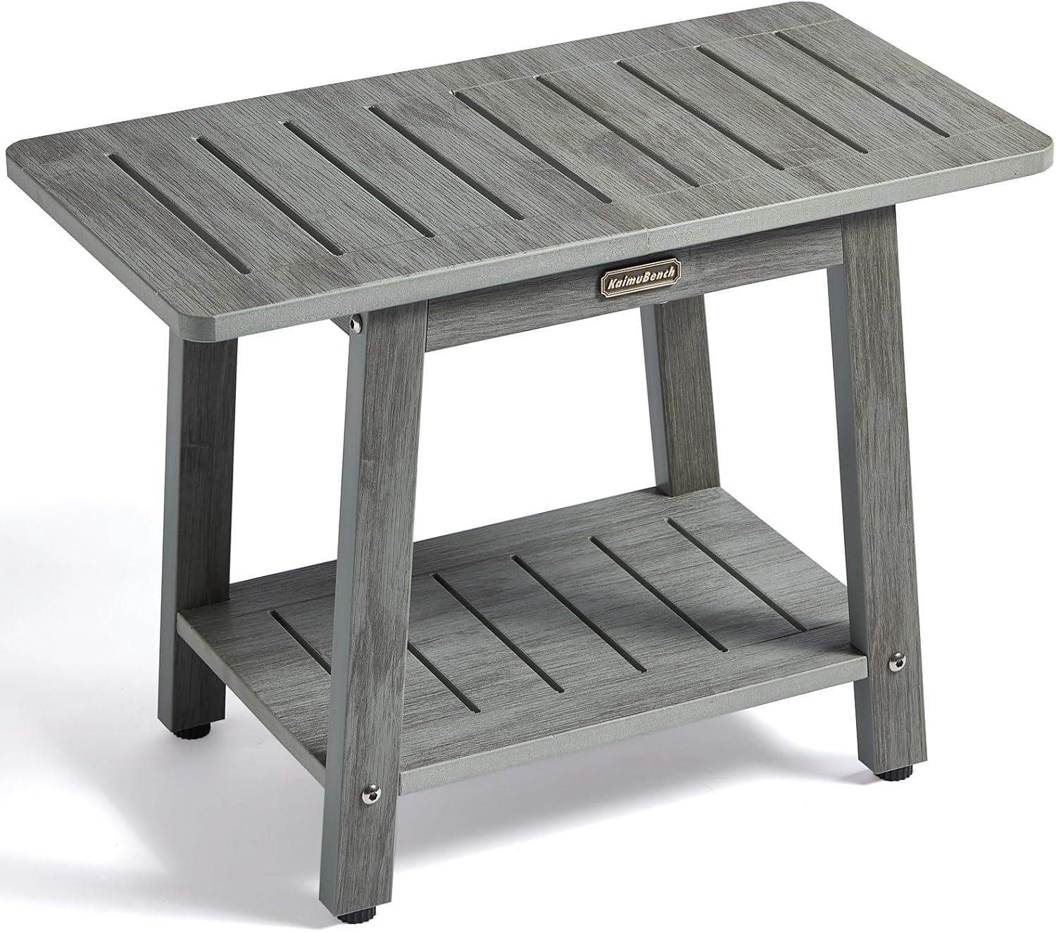 HDPS Shower Bench Seat for Inside Shower, Waterproof Shower Stool for Shaving Legs, Poly Lumber Shower Chair Seat, Bathroom Shower Foot Rest Stool with Storage Shelf, No-Slip, Gray
