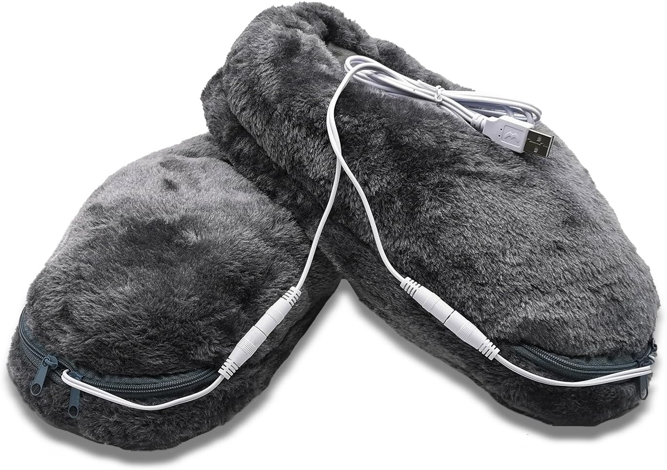 USB Heated Foot Warmers, Heating Slippers, Heating Pads for Feet Keep Warm, Indoor Home Winter (Grey, M)