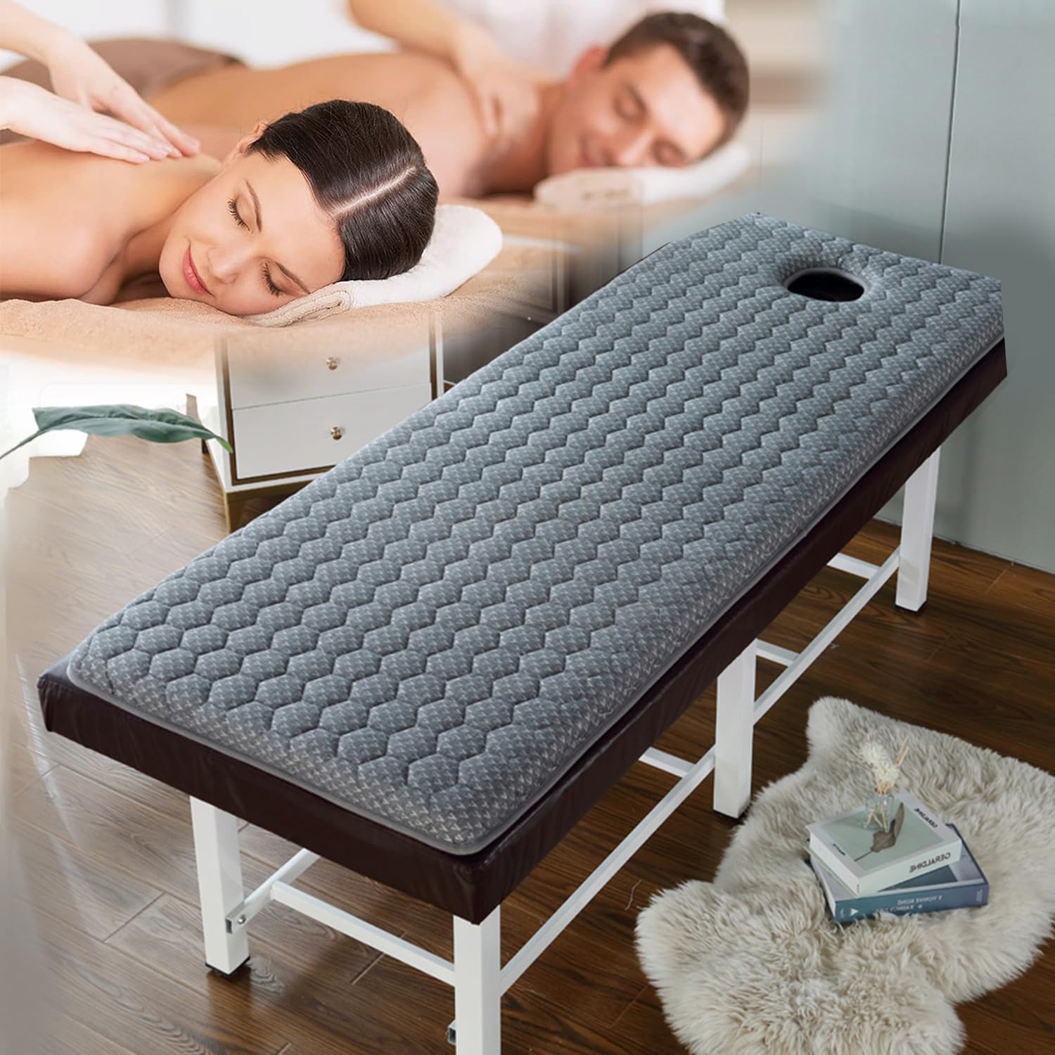 Lash Bed Topper,Memory Foam Mattress Topper for Massage Table Beauty Salon,Spa Bed Pad with Breathe Hole,Massage Accessories Protective Pad,Square/Round/Trapezoidal Head,6cm/2.4in,T 60x180cm