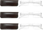 VEVESMUNDO Reading Glasses Men Women Modern Slim Transparent Rimless Eyeglasses