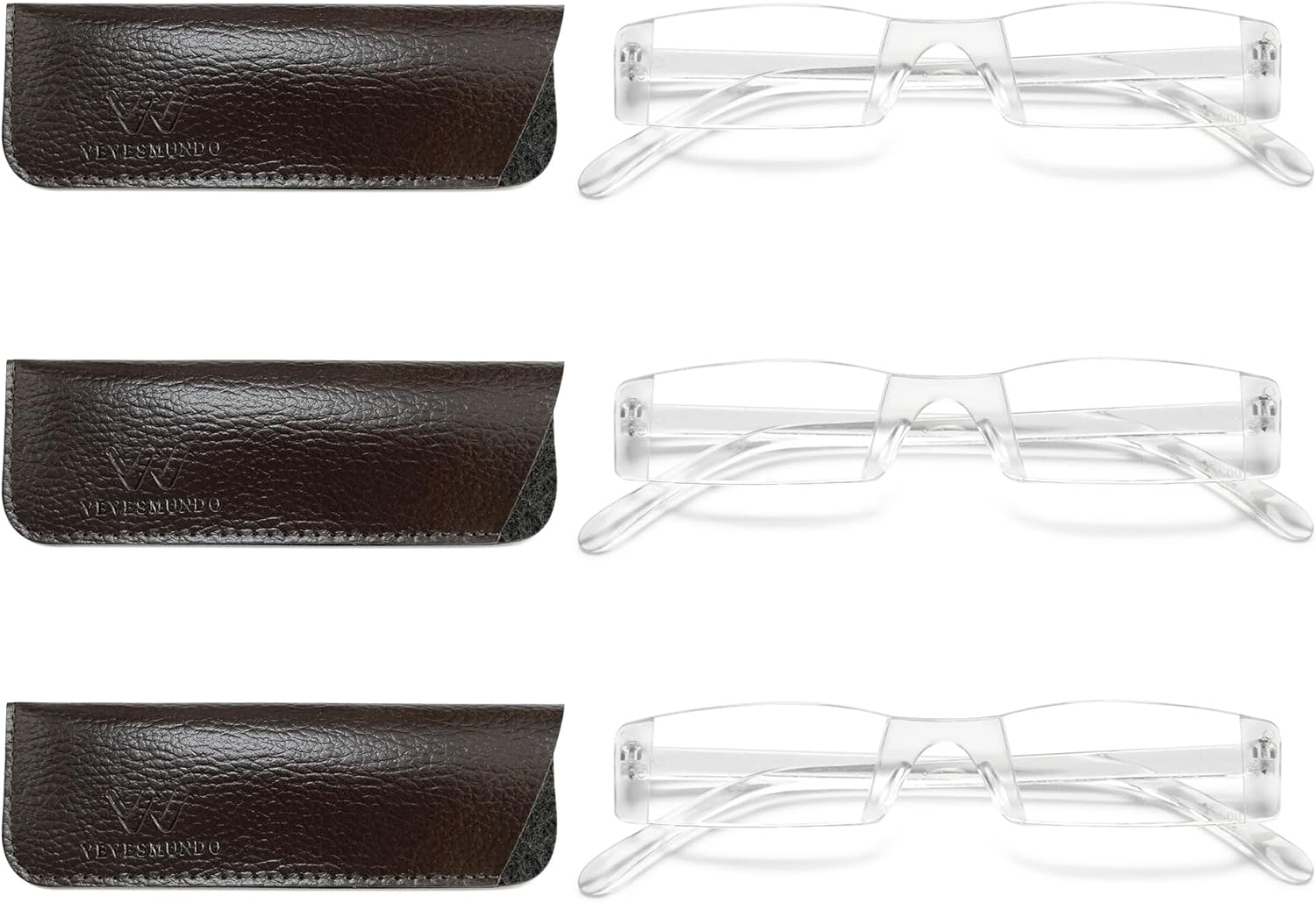 VEVESMUNDO Reading Glasses Men Women Modern Slim Transparent Rimless Eyeglasses