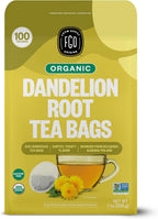 FGO Organic Roasted Dandelion Root Tea, 100 Count, Eco-Conscious Tea Bags, Resealable Bag, Caffeine Free, Packaging May Vary (Pack of 1)
