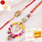 Ghasitaram Gifts Rakhis Online - Rakhi for Brother- RM-130 Bhaiya Bhabhi Rakhi with 400 GMS of Besan Barfi
