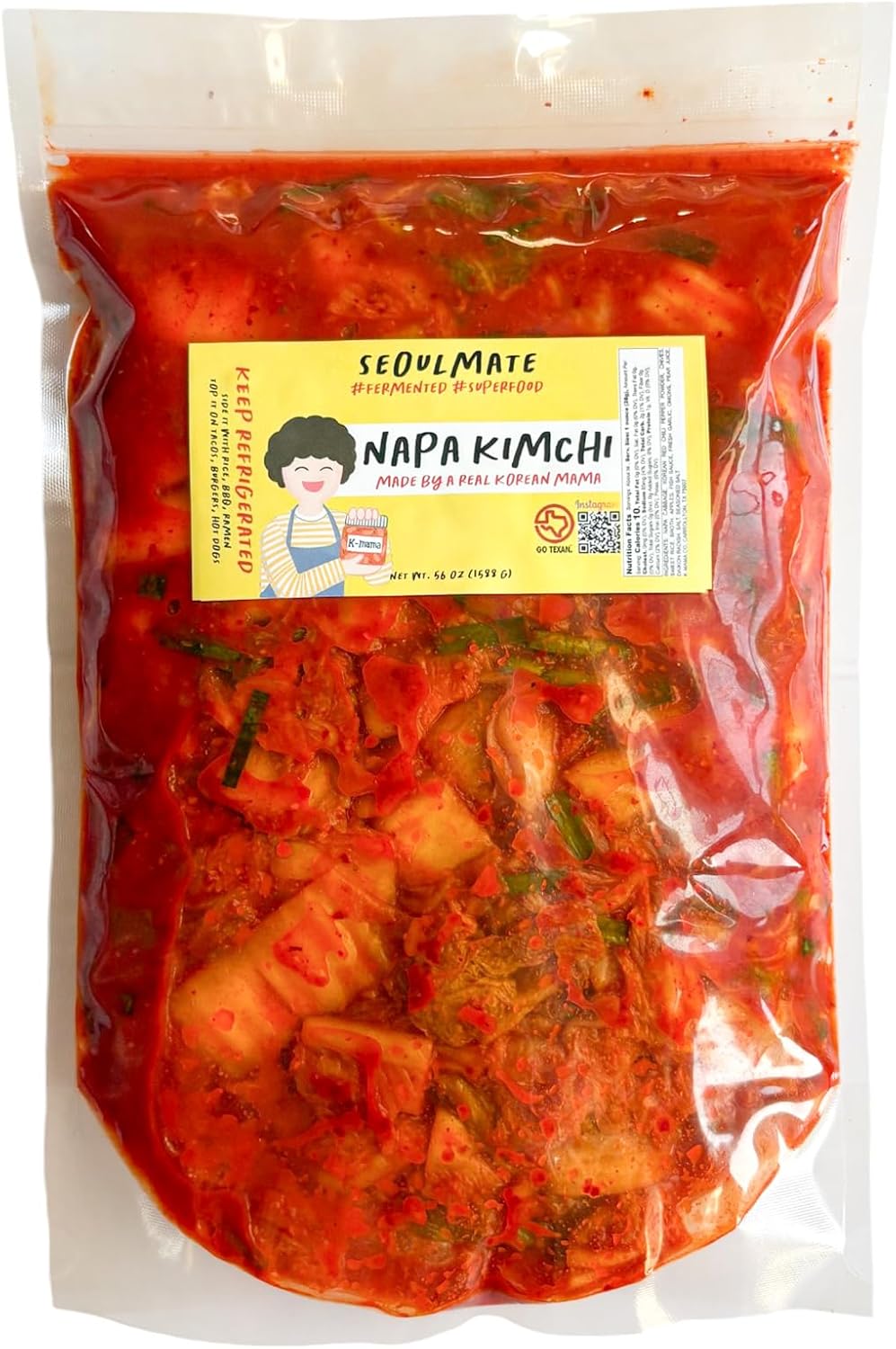Seoulmate Napa Cabbage Kimchi 56oz (3.5 lb) – Authentic Korean, Probiotic, Gut-Healthy, Small Batch, Made in USA