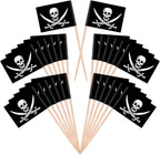 YGAOHF 110 Pieces Pirate Flag Toothpicks - Cute Pirate Party Decorations, Small Halloween Pirate Cupcake Toppers for Food, Appetizer, Cocktail, Fun Halloween Party Decorations