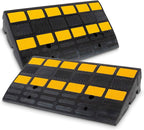 Pyle Rubber Curb Ramp 2PC Set, Heavy-Duty Driveway Ramp 4.1" Rise, 55,000 lbs Capacity, 19” L x 11.82” W, High-Density Waterproof Threshold Ramps for Cars, Trucks, Wheelchairs, Garage & Sidewalk