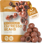 Snackathon Milk Chocolate Covered Espresso Beans, 7 OZ Resealable Bag, Smooth & Creamy Gourmet Candy Snack for Coffee Lovers