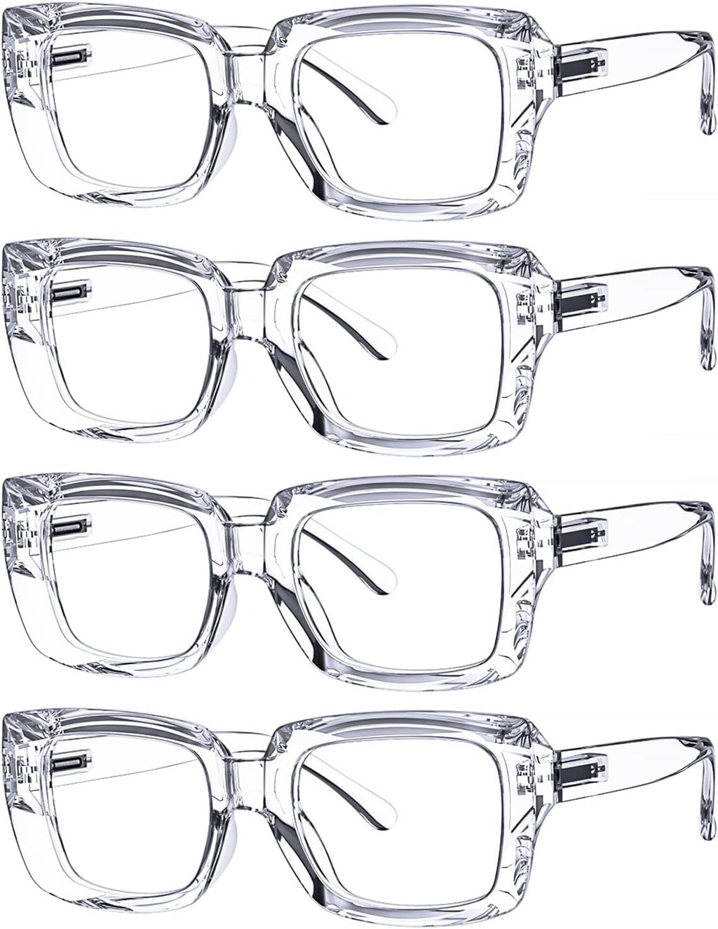 Eyekepper 4 Pack Stylish Reading Glasses Women - Oversized Square Readers Transparent