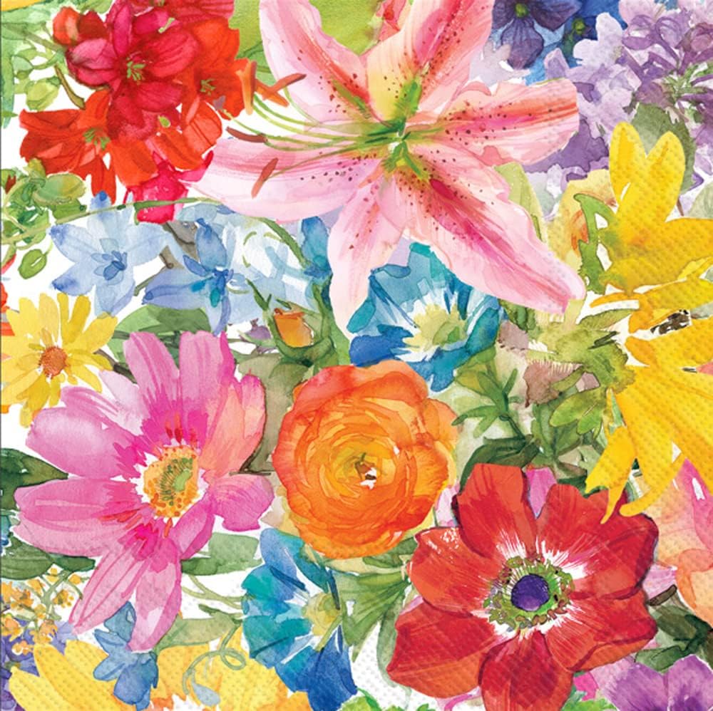Boston International IHR 3-Ply Paper Napkins, 20-Count Lunch Size, Abundant Floral