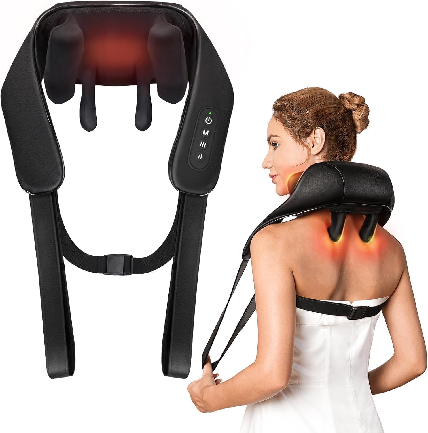 Valentine's Day Gift for Women Men, Neck and Shoulder Massager with Heat, Cordless Back and Neck Massager, 4D Shiatsu Deep Kneading Massagers for Shoulder, Back, Leg Neck Pain Relief, Home Office Use