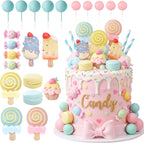 22Pcs Candy Cake Topper Lollipop Cake Decoration for Candy Theme Birthday Party