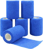 Self Adherent Wrap Bandages Self Adhering Cohesive Tape Elastic Athletic Sports Tape for Sports Sprain Swelling and Soreness on Wrist and Ankle 6PCS 3 in X 14.7 ft (Blue)