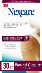 Nexcare Steri-Strip Wound Closure, Breathable Strips Hold Small Wounds Firmly Closed, Great After Sutures or Staples - 30 Wound Closures