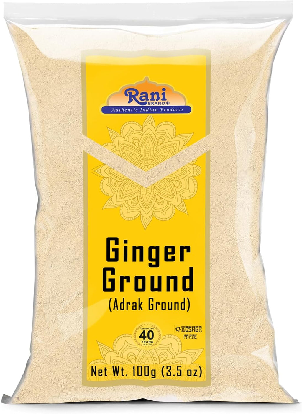 Rani Ginger (Adarak) Powder Ground, Spice 3.5oz (100g) ~ All Natural | Vegan | Gluten Friendly | NON-GMO | Kosher | Indian Origin