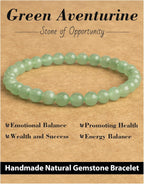 Natural Stone Beaded Stretch Bracelets,Healing Crystals Protection Bracelet,Spiritual Jewelry Gifts for Women & Men,Replacement Beads Included