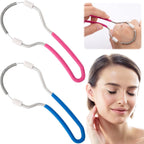 2pcs Manual Facial Hair Remover, Portable Stainless Steel Spring Epilator, Mild Facial Threading Hair Remover for Women Men - Blue, Pink