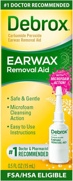 Debrox Ear Wax Removal Drops, Gentle Microfoam Ear Wax Remover with Carbamide Peroxide, 0.5 Fl Oz
