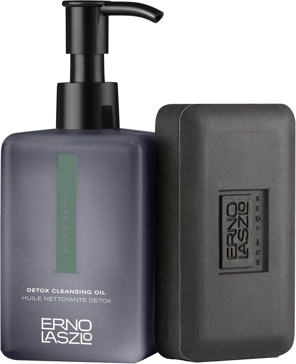 Erno Laszlo Detox Double Cleanse Duo, Cleansing Oil and Sea Mud Deep Cleansing Bar for Oily and Combination Skin, 6.4 fl oz / 3.4 oz