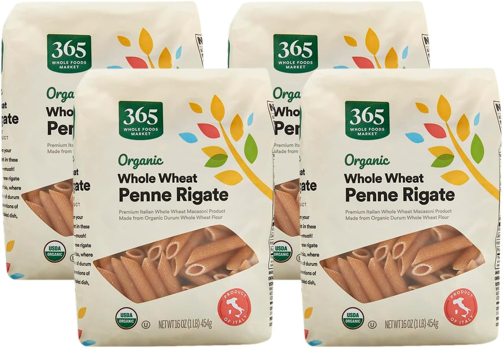 365 by Whole Foods Market, Organic Whole Wheat Penne Rigate, 16 Ounce (Pack of 4)
