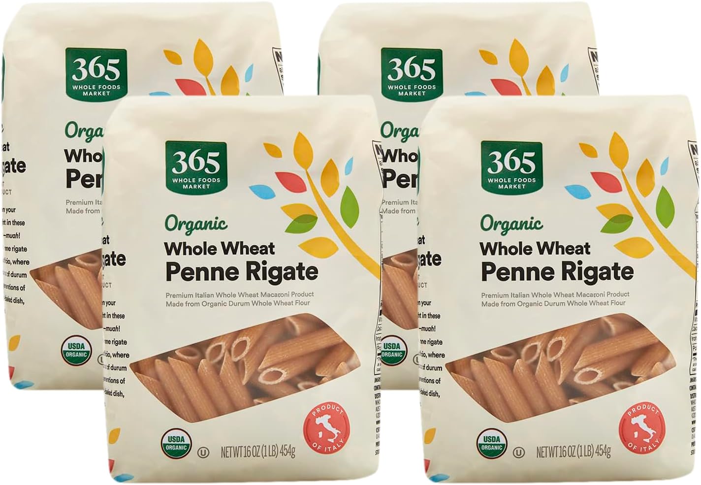 365 by Whole Foods Market, Organic Whole Wheat Penne Rigate, 16 Ounce (Pack of 4)