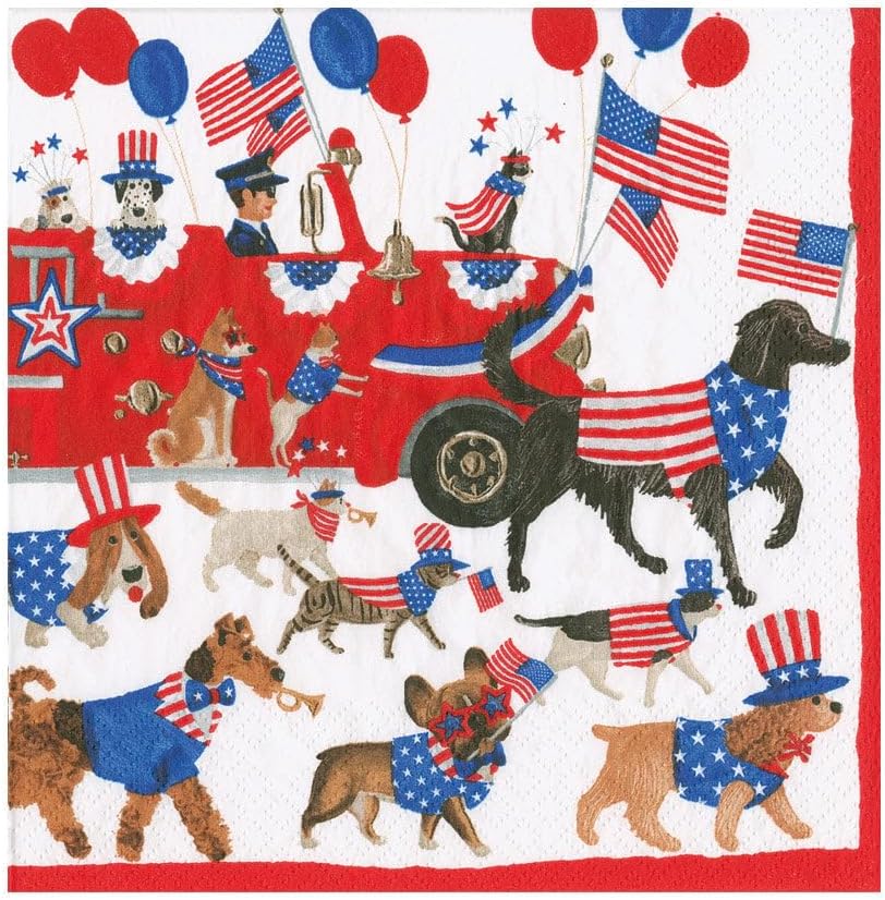 Caspari Join The Parade Luncheon Napkins - 20 Luncheon Napkins per Pack