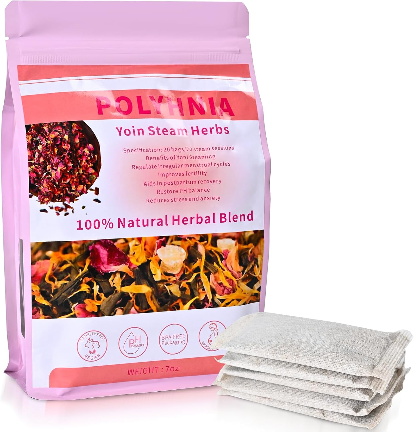 Yoni Steam Herbs for Cleansing,100% Organic V Steam Herbs for Yoni Steaming, Menstrual Support, PH Balance (Pure Plant Formula Has No Perfume and Strong Fragrance)