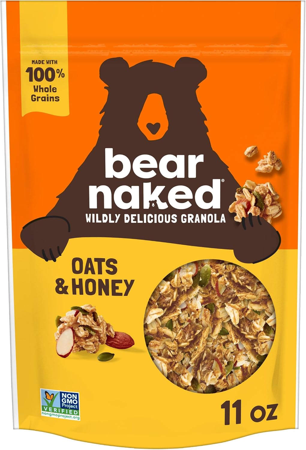 Bear Naked Granola Cereal, Whole Grain Granola, Breakfast Snacks, Oats and Honey, 11oz Bag (1 Bag)