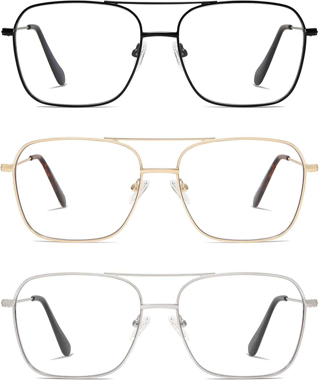 AMOMOMA Retro Reading Glasses for Women Men Aviator Square Blue Light Computer Womens Reader 1.50 2.00 AM6076