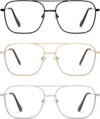 AMOMOMA Retro Reading Glasses for Women Men Aviator Square Blue Light Computer Womens Reader 1.50 2.00 AM6076