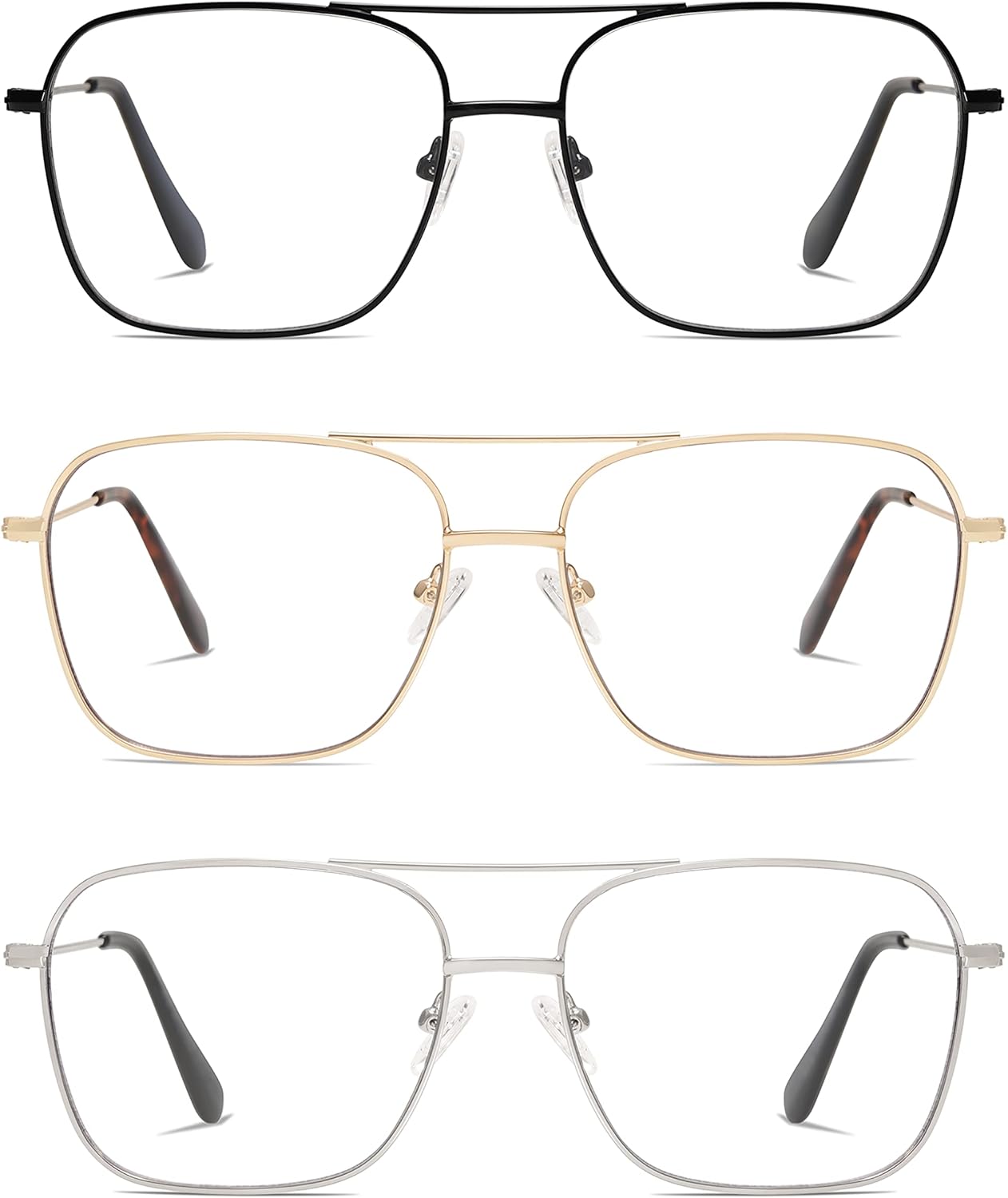 AMOMOMA Retro Reading Glasses for Women Men Aviator Square Blue Light Computer Womens Reader 1.50 2.00 AM6076