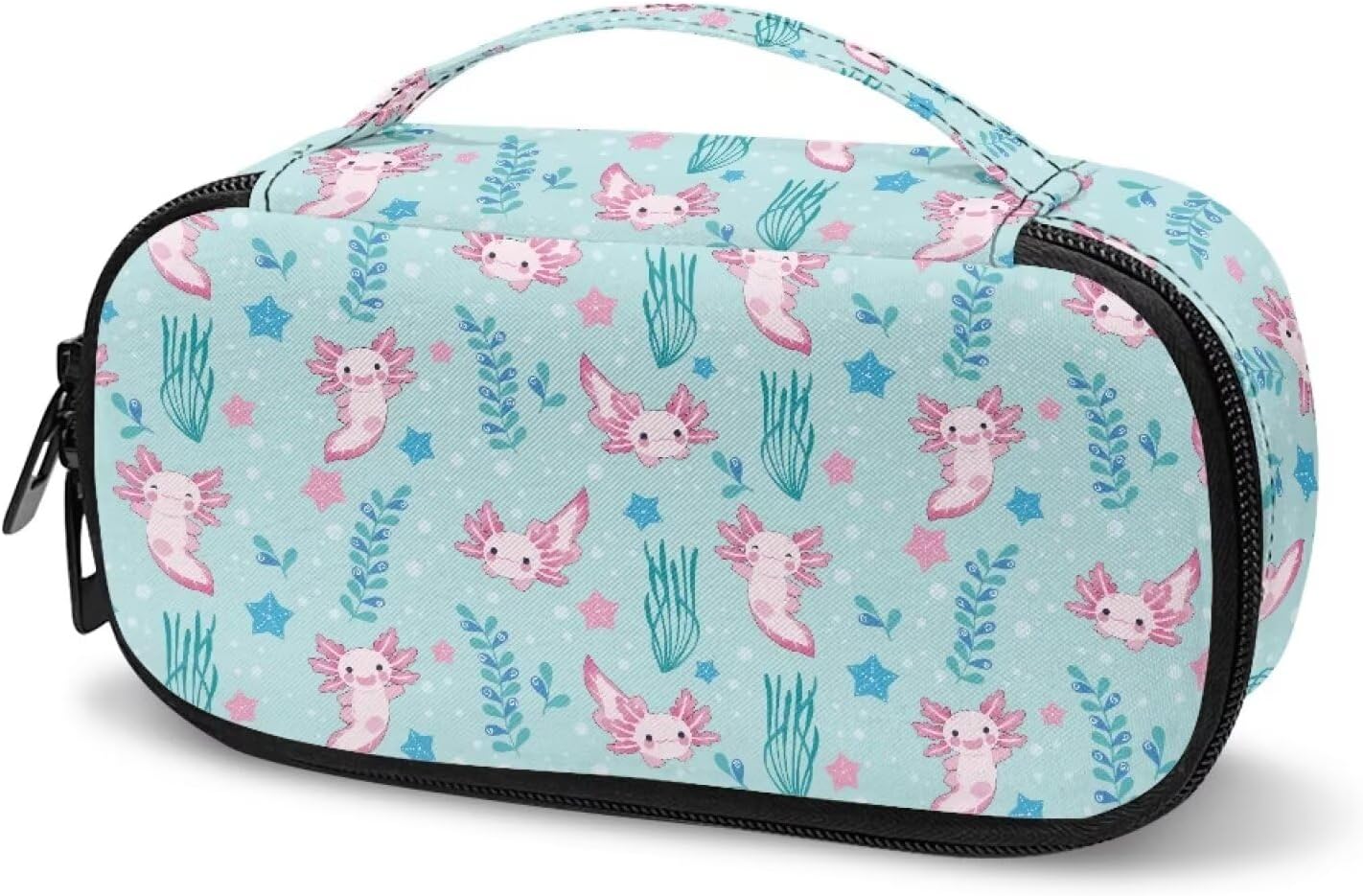 Insulin Storage Bag Pink Axolotl Star Print Travel Carrying Bag with Side Handle Diabetic Medication Cooler Bags Travel Case for Insulin Pens