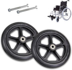 WORDFUN 2PCS Wheels Replacement for Wheelchairs, 6/7/8in Wheelchair Front Wheels, Wear-Resistant Non-Slip Durable Black Gray Solid Tire, for Wheelchairs, Rollators, Walkers
