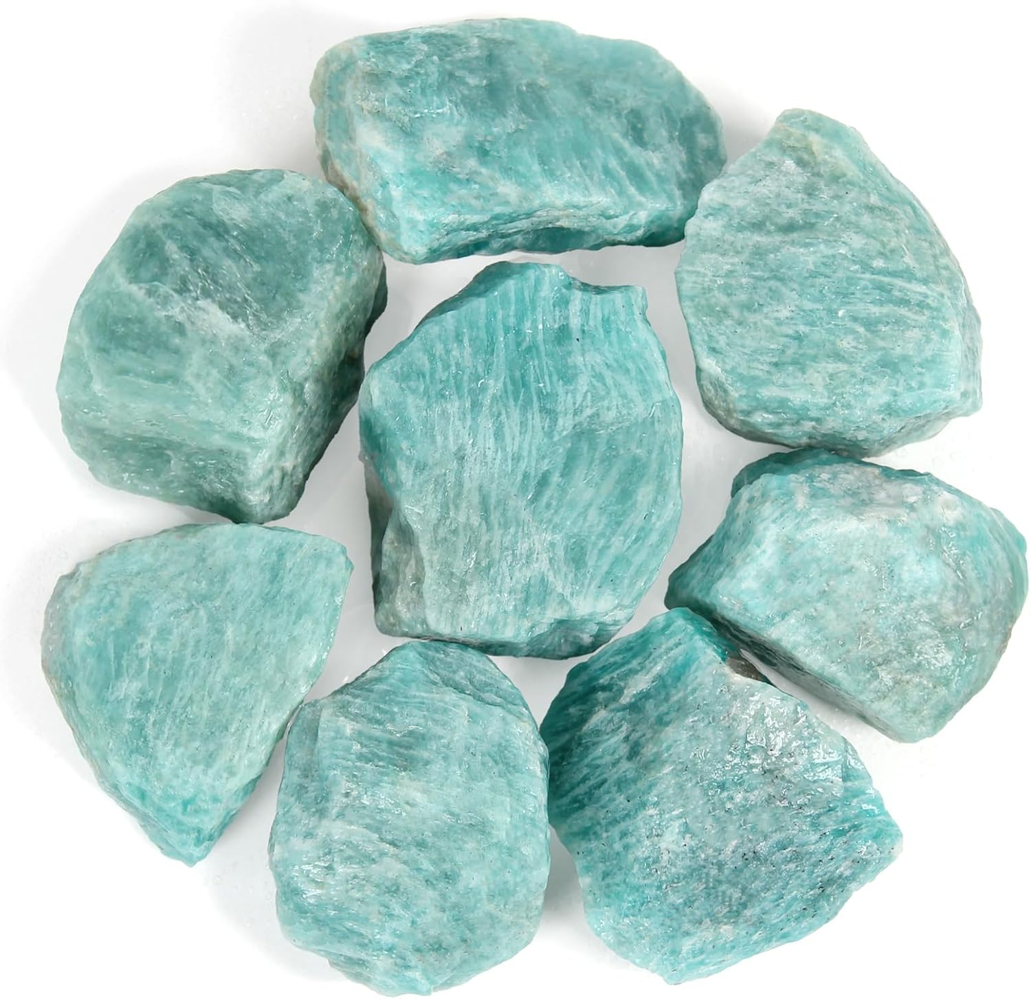 1.1lb Bulk Raw Amazonite Stone Rough Crystal-Natural Raw Stones Crystal for Tumbling, Cabbing, Fountain Rocks, Decoration,Polishing, Wire Wrapping, Wicca & Reiki Crystal Healing