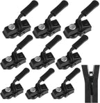 Universal Zipper Repairer,9pcs，Black Fix Zip Puller,Mini Adjustable Restorer,Zip Slider Repair Instant Kit,Zipper Repair Replacement Head for Coats, Jacket, Luggage