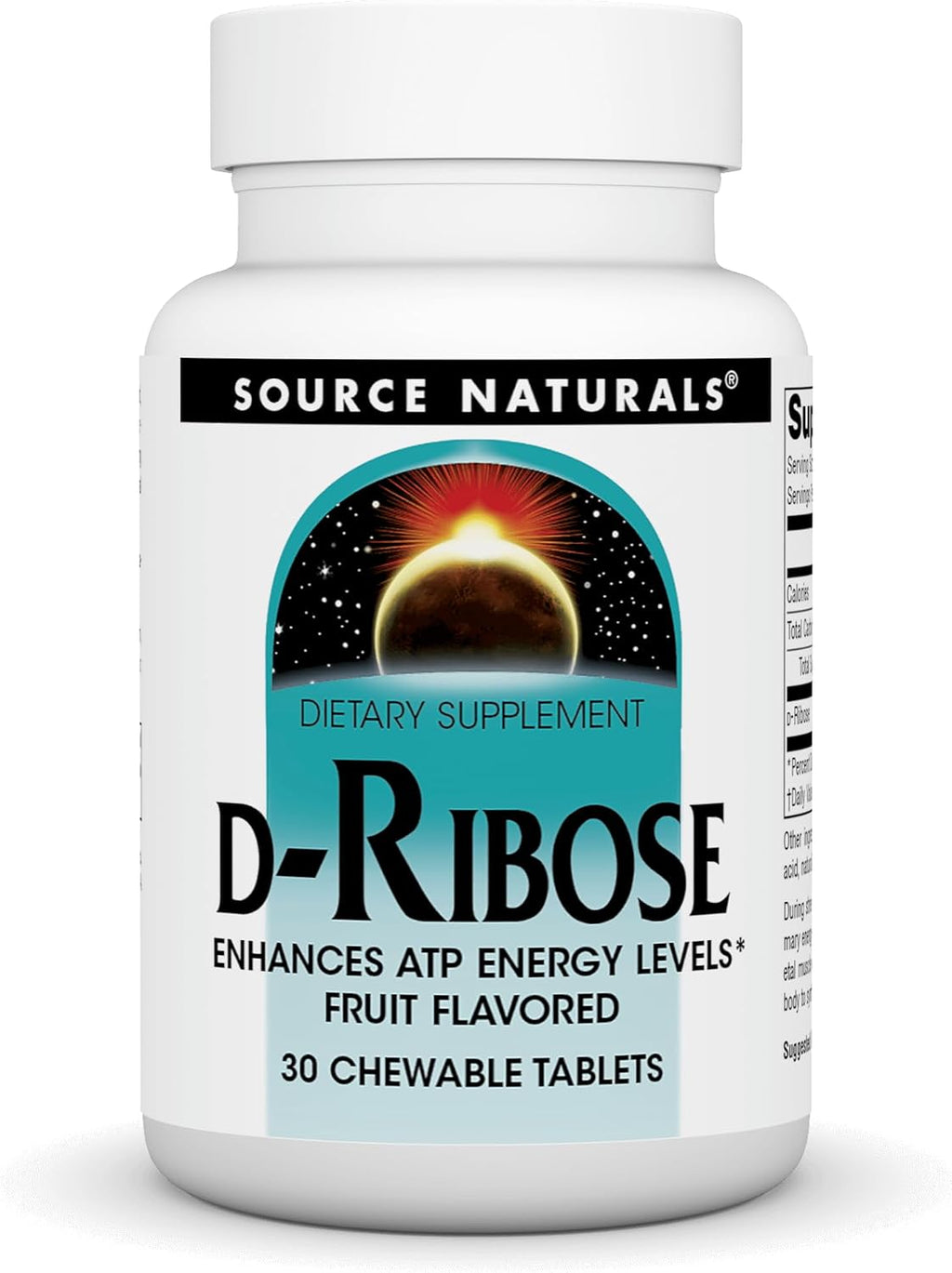 Source Naturals D-Ribose 1000 Mg Fruit Tablet, 30 Count