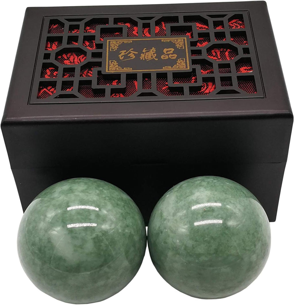 2" Greenish Stone Baoding Balls,Hand Exercise Tool