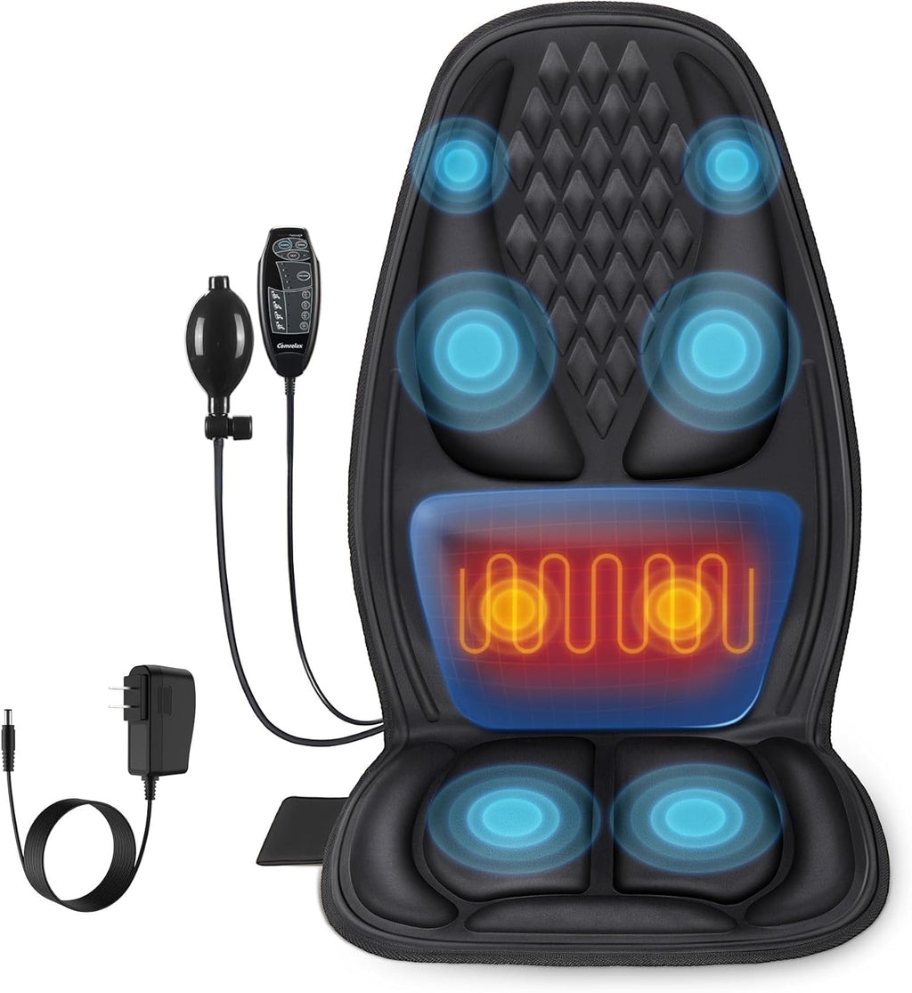 Back Massager with Heat, Massage Seat Cushion with 3D Back Support, 8 Vibrating Motors Massager Chair Pad for Full Body Pain Relief, Ideal Gift for Easter/Lover/Parents/Friends