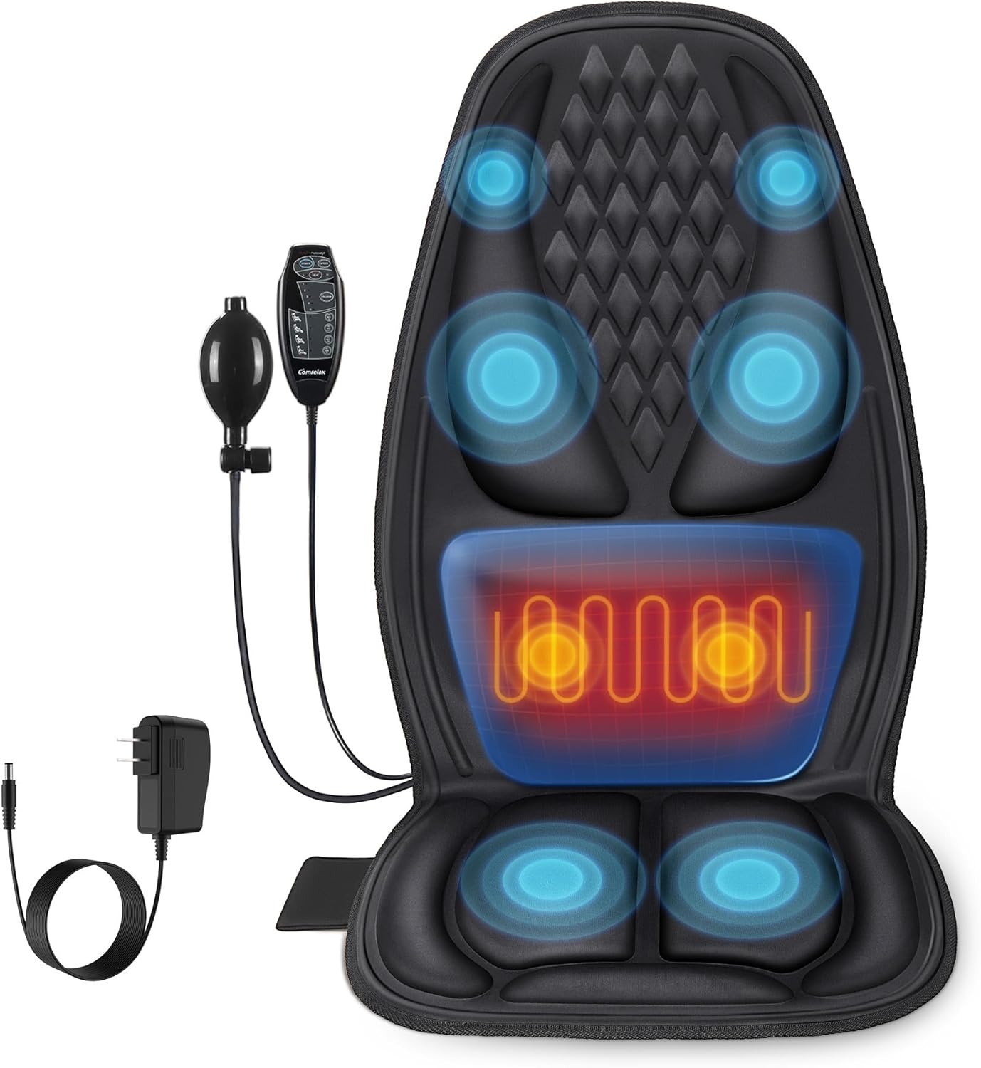 Back Massager with Heat, Massage Seat Cushion with 3D Back Support, 8 Vibrating Motors Massager Chair Pad for Full Body Pain Relief, Ideal Gift for Easter/Lover/Parents/Friends