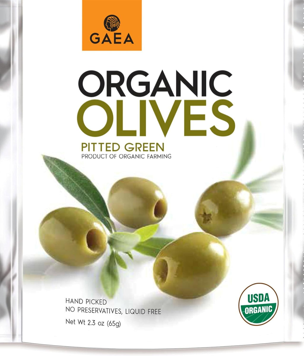 Gaea North America Olives Pit Green Snak Organic, 0.56 lb