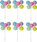 Oasis Supply Pastel Balloon Clusters Cake & Cupcake Topper, Reusable Food-Safe Plastic Cake Decorations (Pastel), 6-Pack