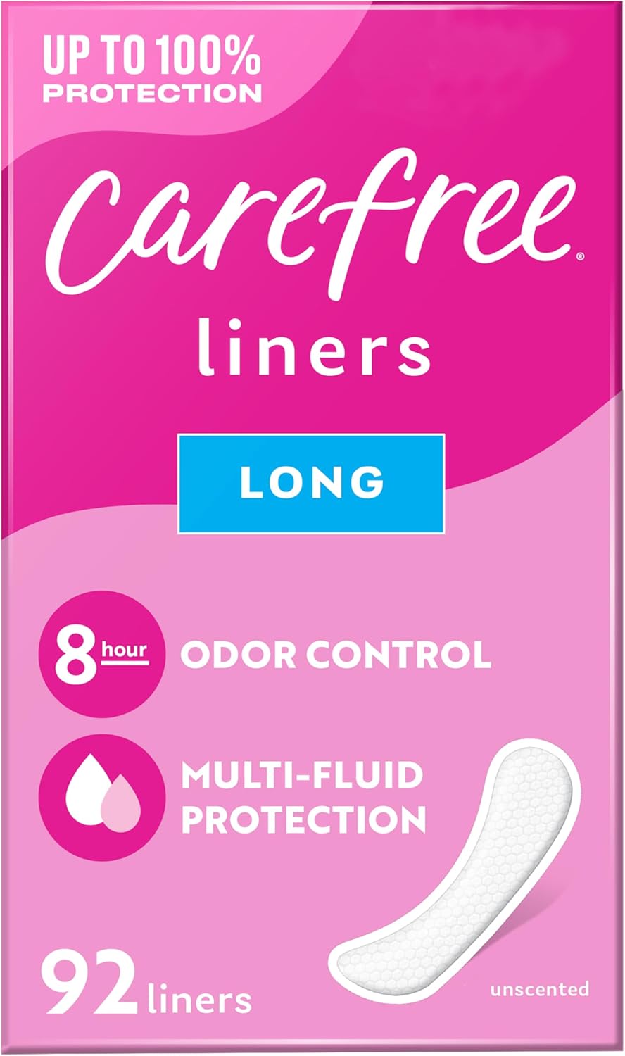Carefree Panty Liners, Long Liners, Unwrapped, Unscented, 92ct