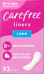 Carefree Panty Liners, Long Liners, Unwrapped, Unscented, 92ct
