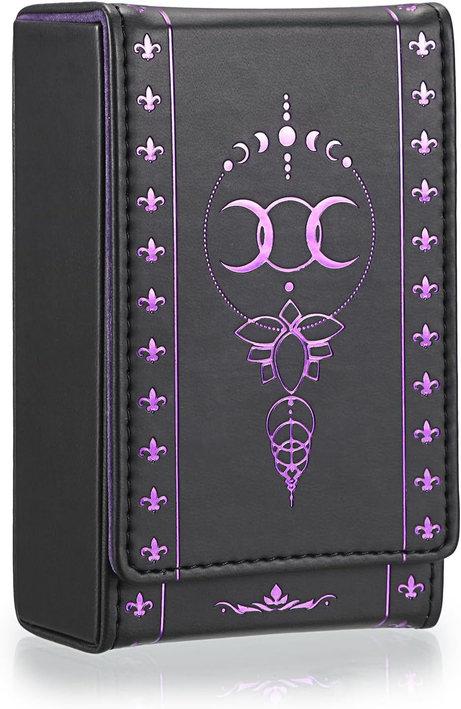 JUXYES PU Leather Tarot Card Protective Case, Moon Pattern Design Tarot Deck Storage Pouch, Tarot Card Holder Tarot Pouch Bag for Playing Cards and Standard Size Tarot Cards Tarot Deck