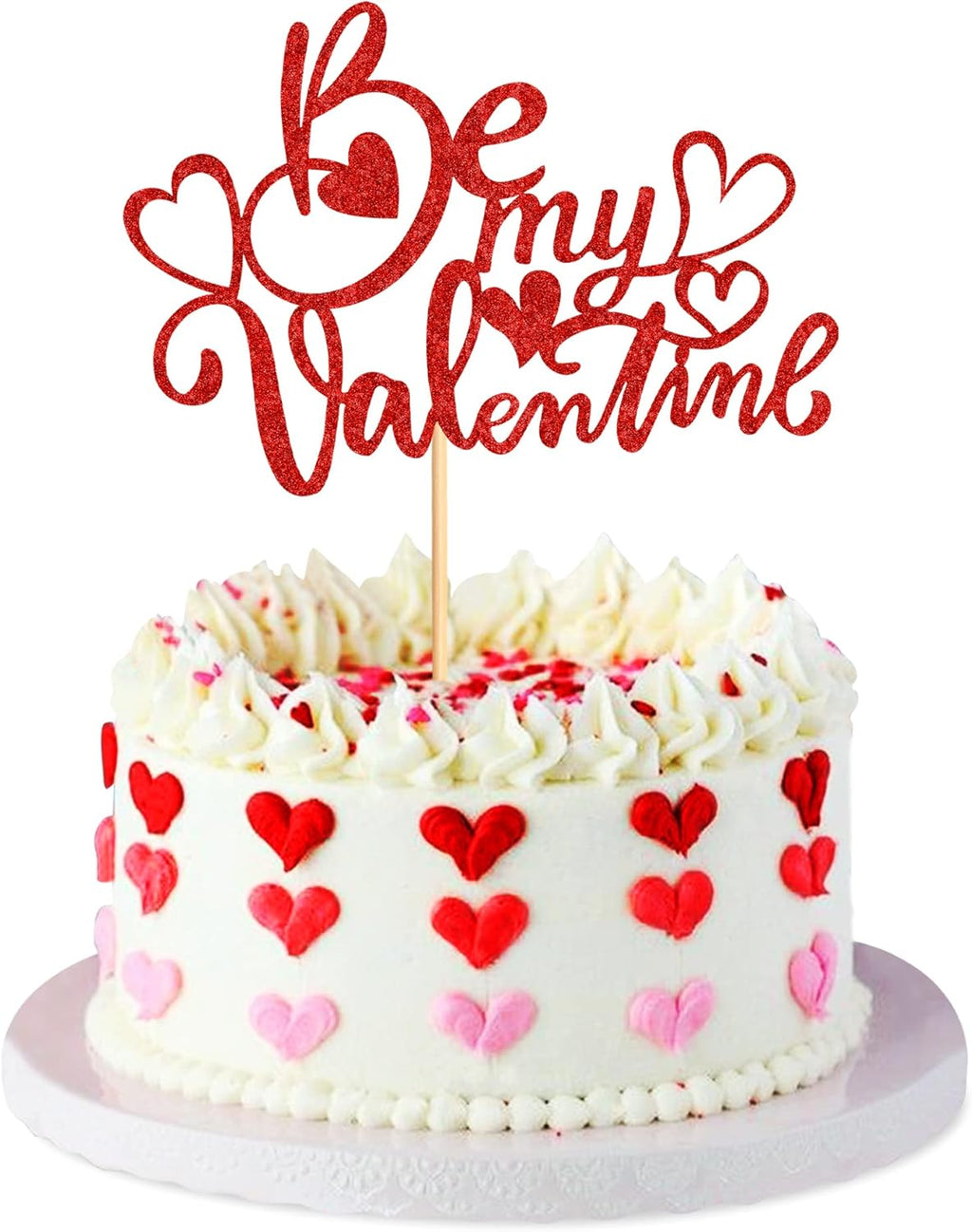 Ercadio 1 Pack Be Mine Valentine Cake Topper Glitter Red Valentine’s Day Cake Pick Happy Valentine’s Day Cake Decors Wedding Engagement Party Theme Decor Supplies