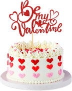 Ercadio 1 Pack Be Mine Valentine Cake Topper Glitter Red Valentine’s Day Cake Pick Happy Valentine’s Day Cake Decors Wedding Engagement Party Theme Decor Supplies