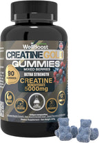 Creatine Gold – 5000mg Creatine Monohydrate, Vegan, Sugar-Free Gummies for Lean Muscle Growth, Endurance, Recovery & Energy (1 Month Supply) with Mixed Berry Flavour.